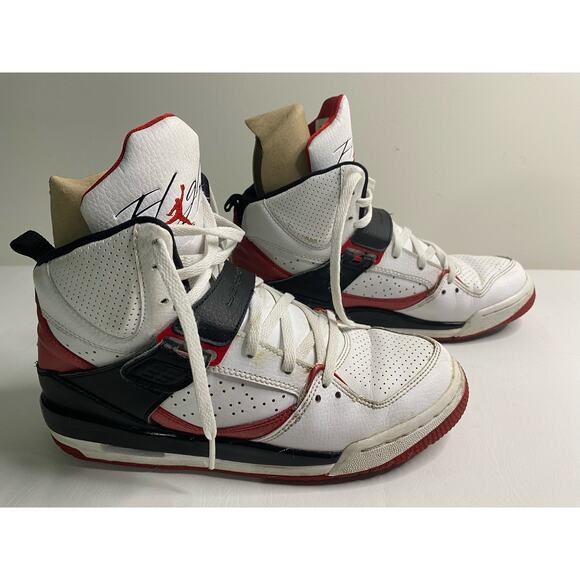 JORDAN Flight 45 High 7Y White/Red-Black 524865-130 Used Good Condition